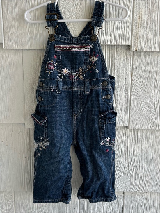 GAP Other - Y2K vintage embroidered Kids Dark Blue Embroidered Denim Overalls